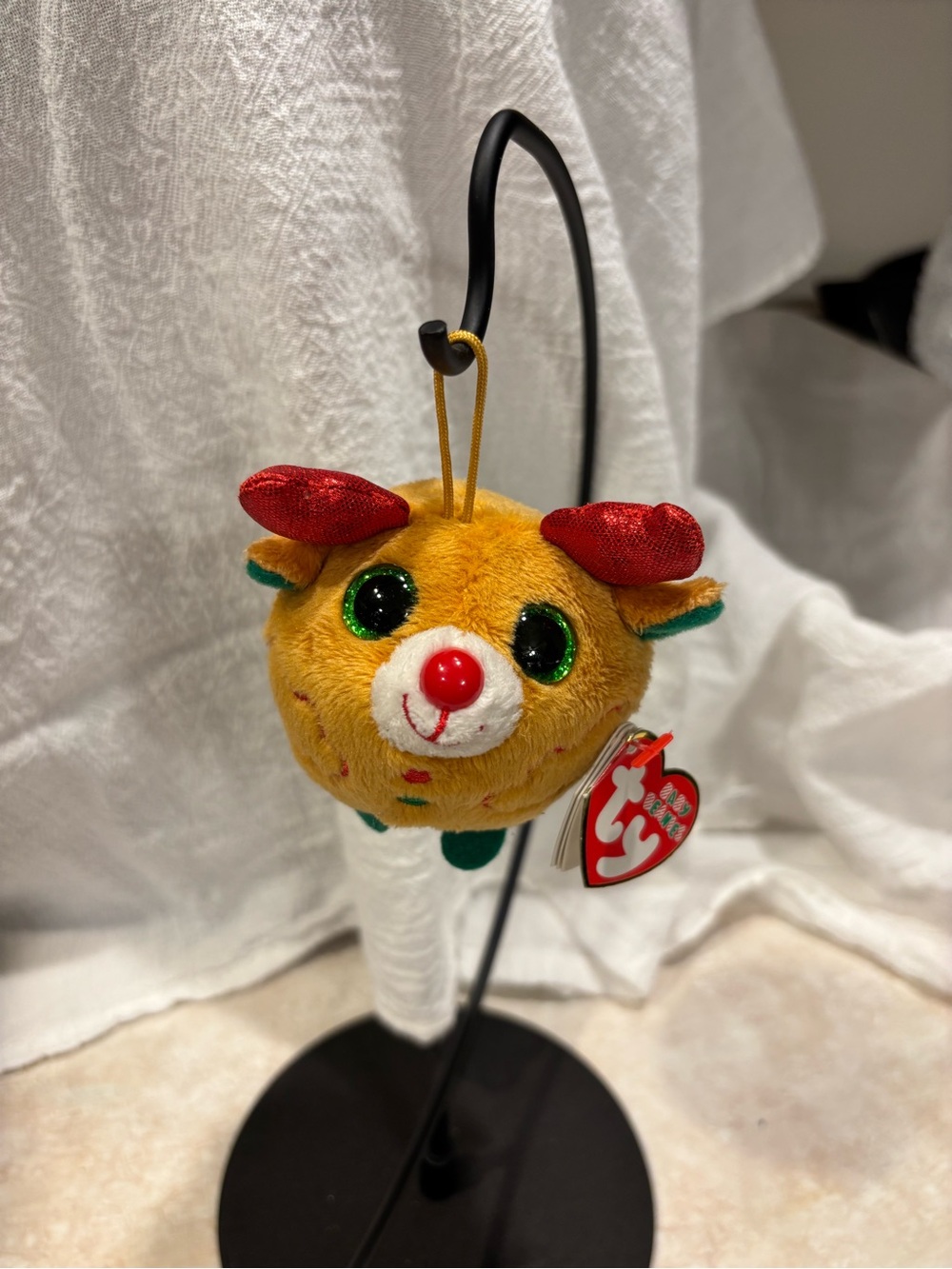 Ty Chestnut Plush Reindeer Ornament 2013